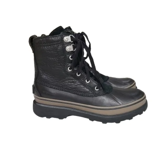 Sorel Men's Caribou Storm Boots Waterproof Black Brown Rain Snow Leather Laceup - Picture 5 of 14